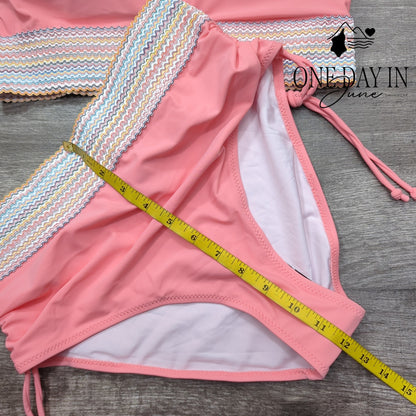 Blooming Jelly V Neck High Waist Bikini Swimsuit Size M