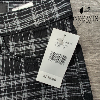 AG Adriano Goldschmied Jodi Crop Jeans Black Gray Plaid NWT Size 2 (26)