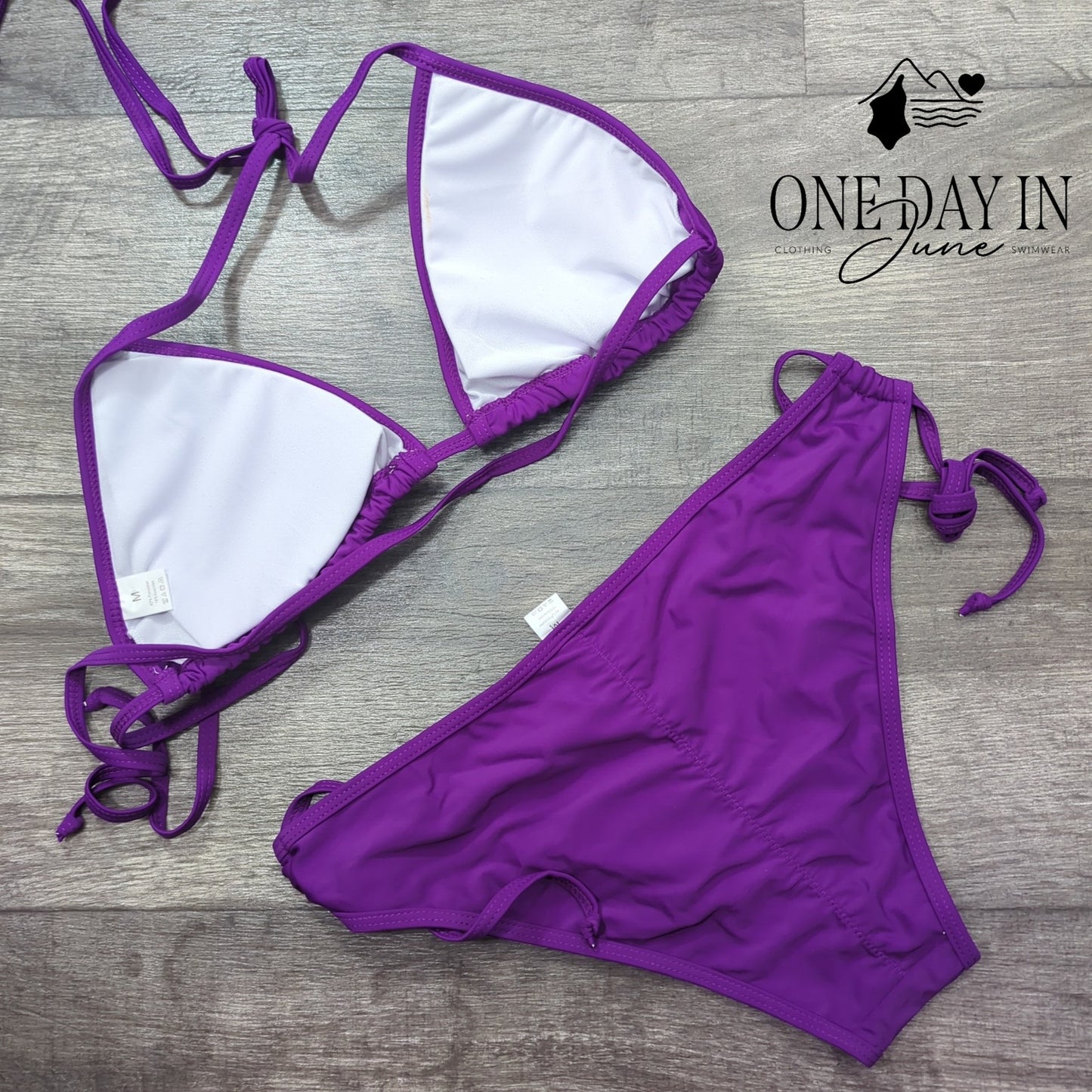 Adisputent Molded Cup Triangle Tie Side Bikini Swimsuit Size M