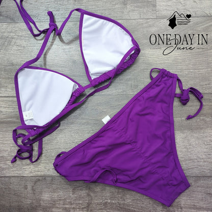 Adisputent Molded Cup Triangle Tie Side Bikini Swimsuit Size M
