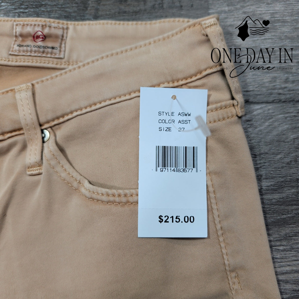 AG Adriano Goldschmied The Prima Mid Rise Cigarette Jeans Beige NWT Size 4 (27)
