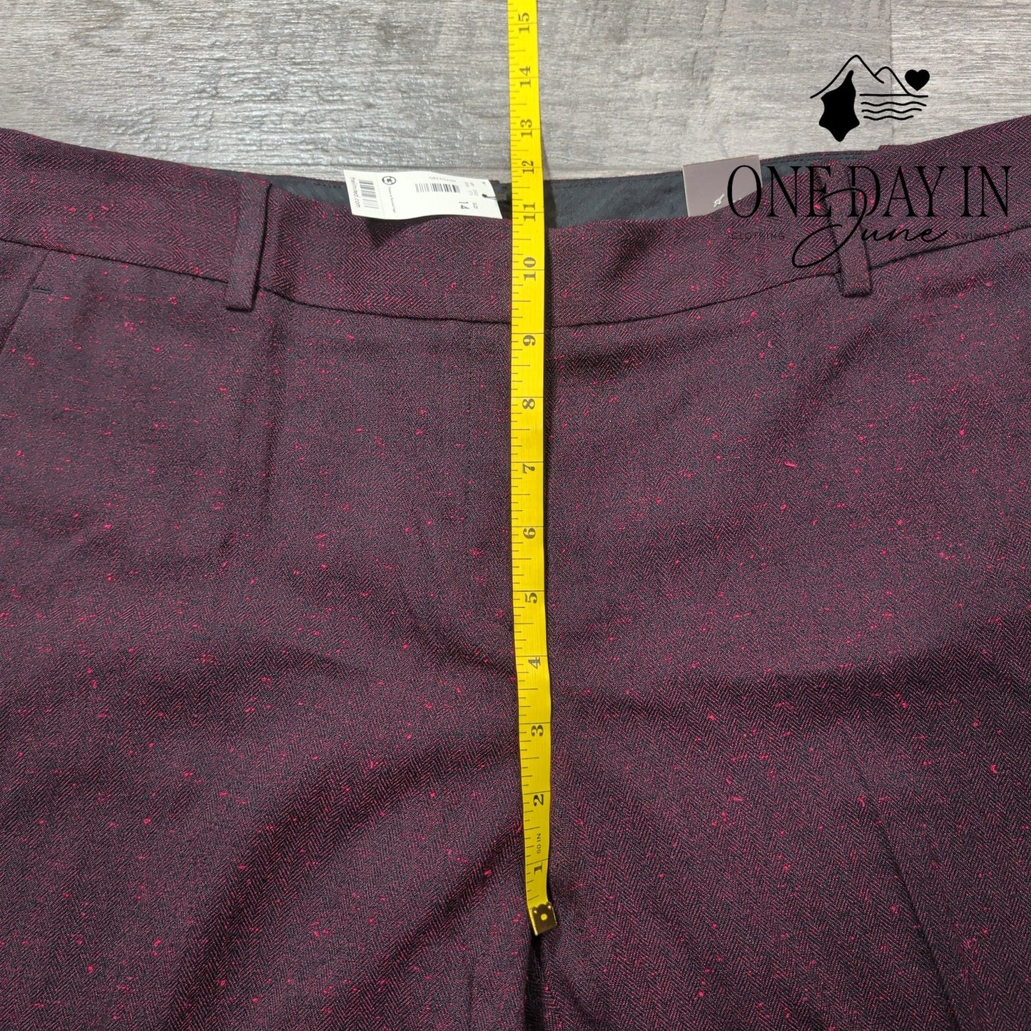 The Limited Modern Trouser Pants Burgundy Red Flecked Straight Leg NWT Size 14