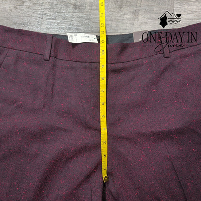 The Limited Modern Trouser Pants Burgundy Red Flecked Straight Leg NWT Size 14