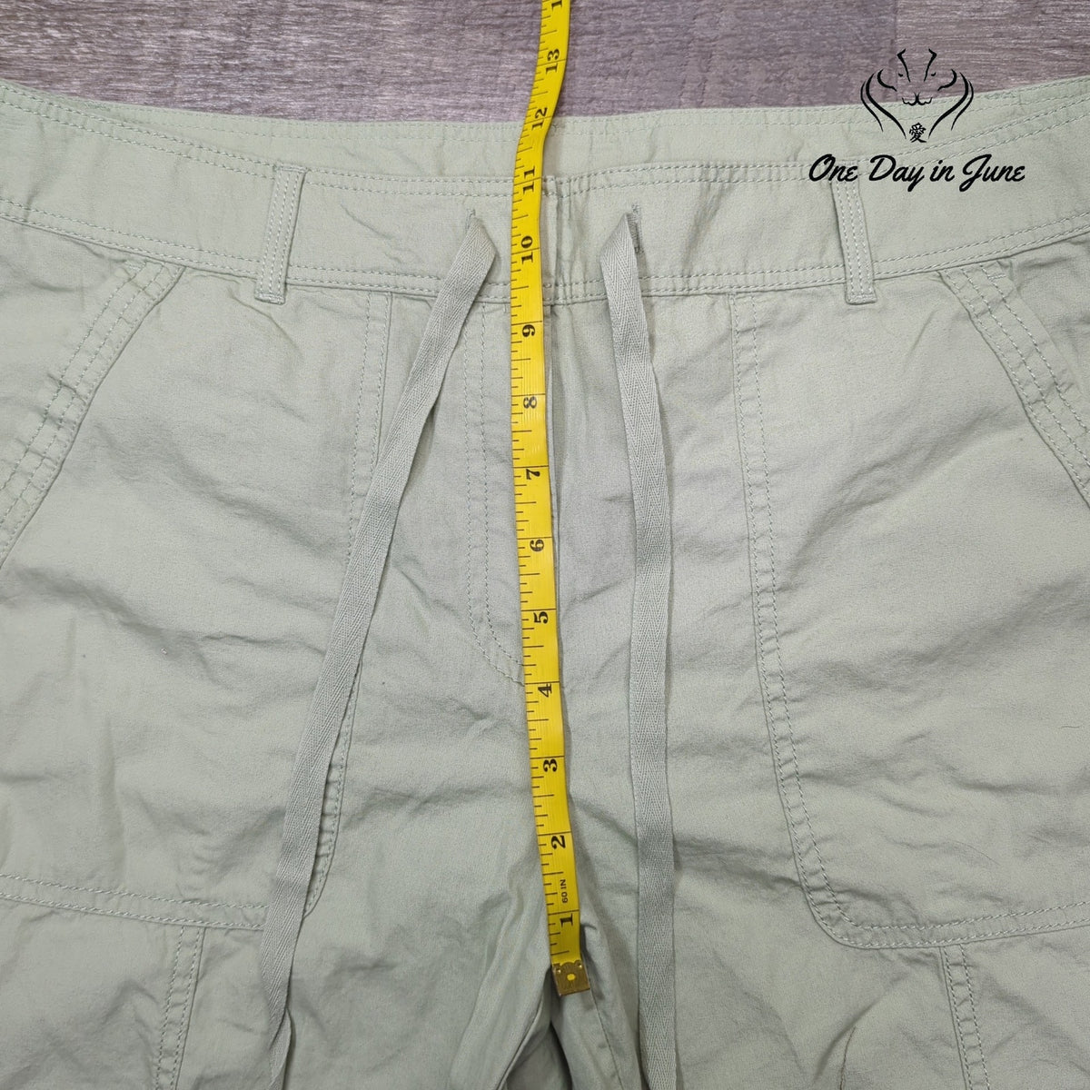 Loft Utility Drawstring Pants Green NWT Cotton Casual Straight Leg Size 12