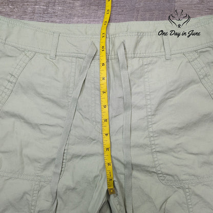Loft Utility Drawstring Pants Green NWT Cotton Casual Straight Leg Size 12