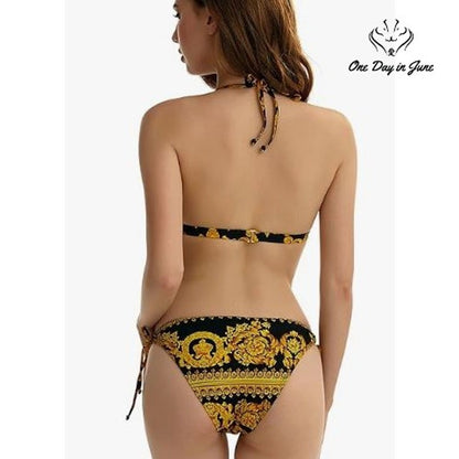 Fokulunda Halter String Bikini Swimsuit Size S