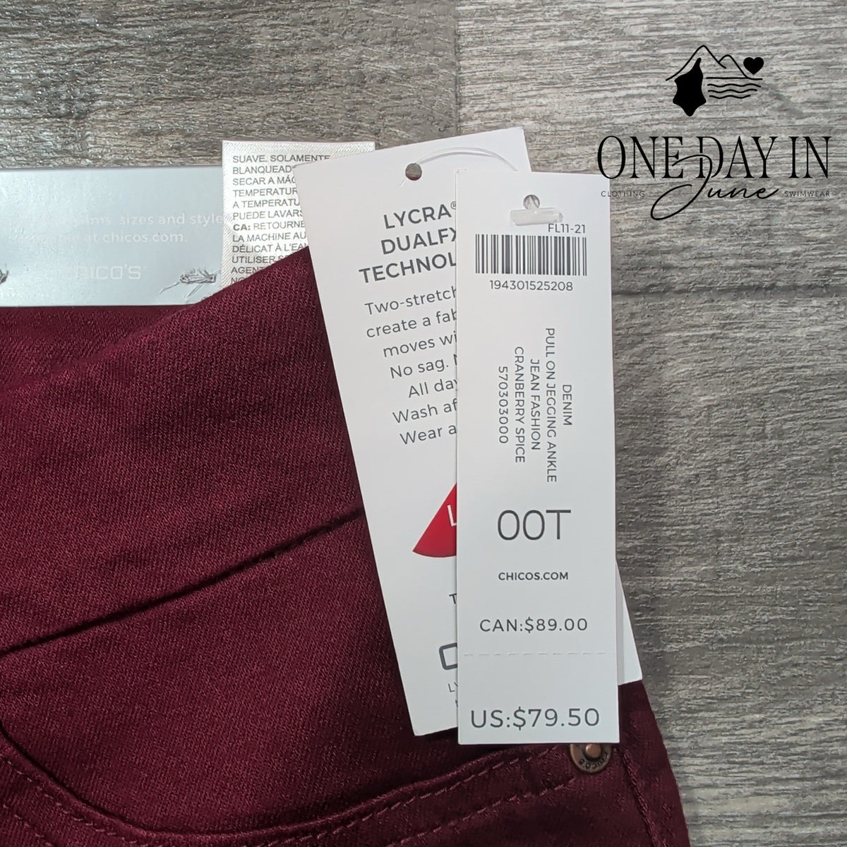 Chico's Pull On Jegging Ankle Jeans Cranberry Red NWT Size Chico's 00T (2T)