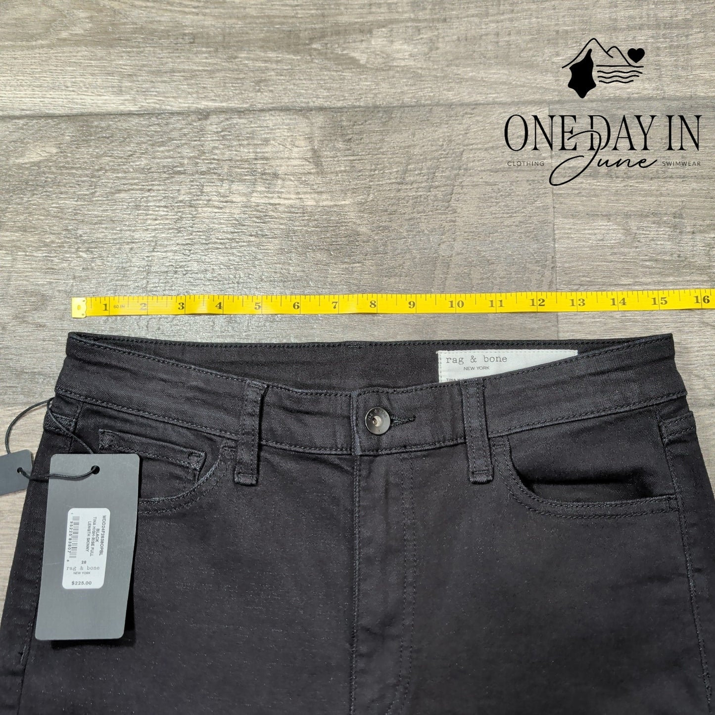 Rag & Bone Tina High Rise Skinny Jeans Black Full Length NWT Size 6 (28)