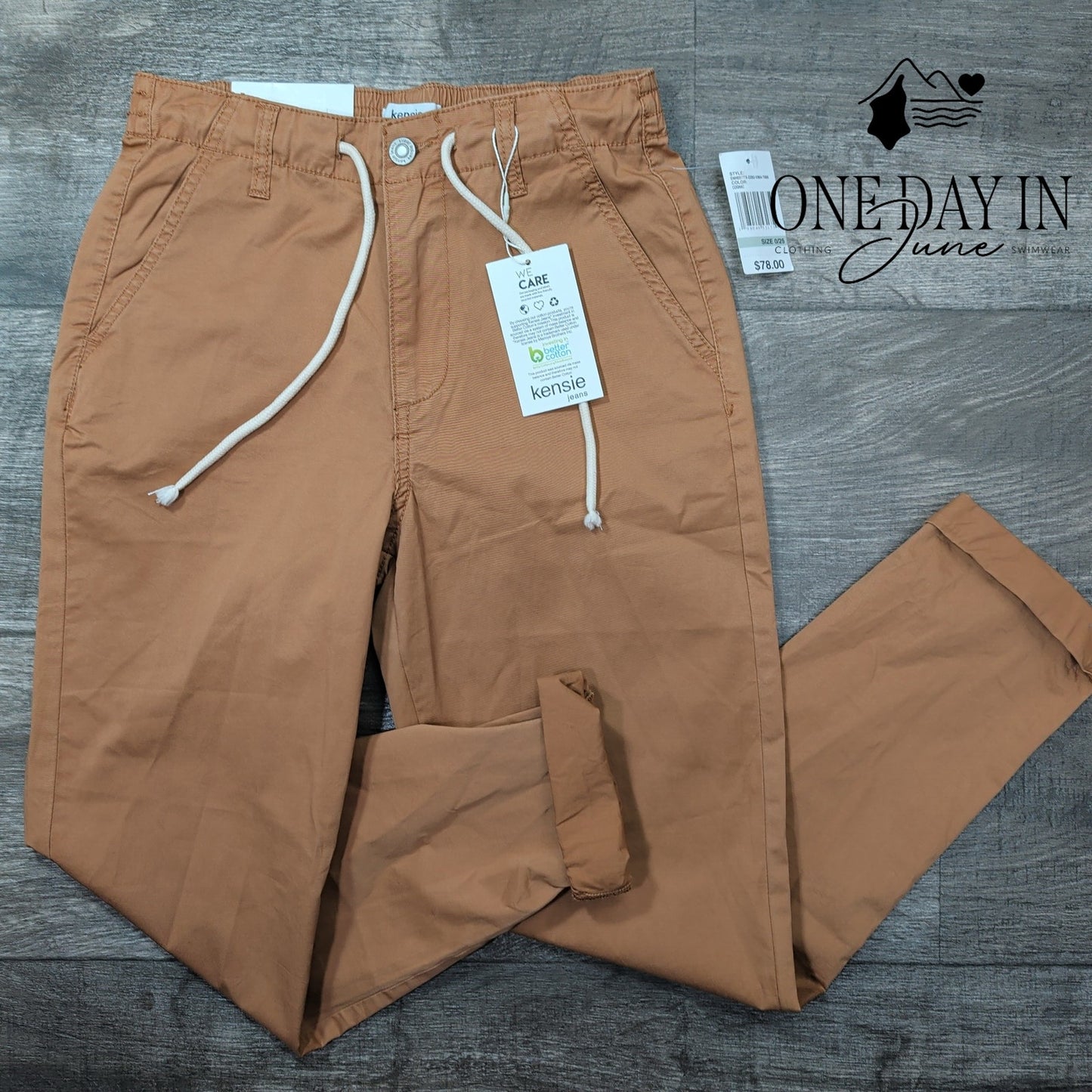 Kensie The Girlfriend Pants Cognac Drawstring Cuffed Chino NWT $78 Size 0 (25)
