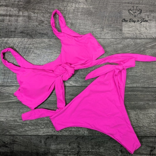 Amzbrly Criss Cross Tie Side Cheeky Bikini Swimsuit Size XL