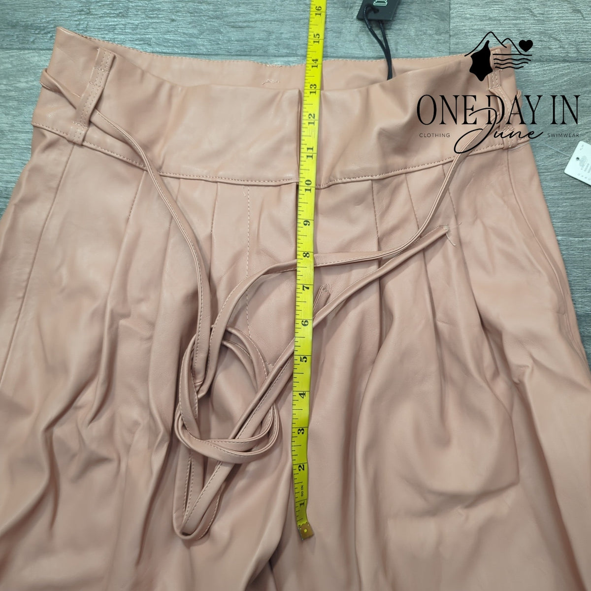 BlankNYC Faux Leather High Rise Pleated Tie Waist Pants Peach Pink NWT Size 6