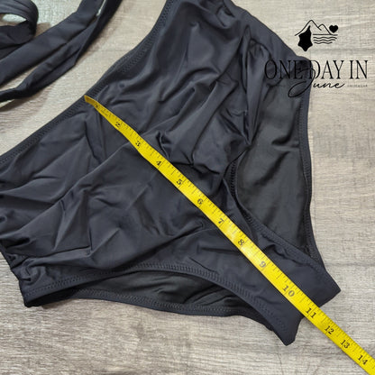CharmLeaks Cross Front Tie High Waist Bikini Swimsuit Size M