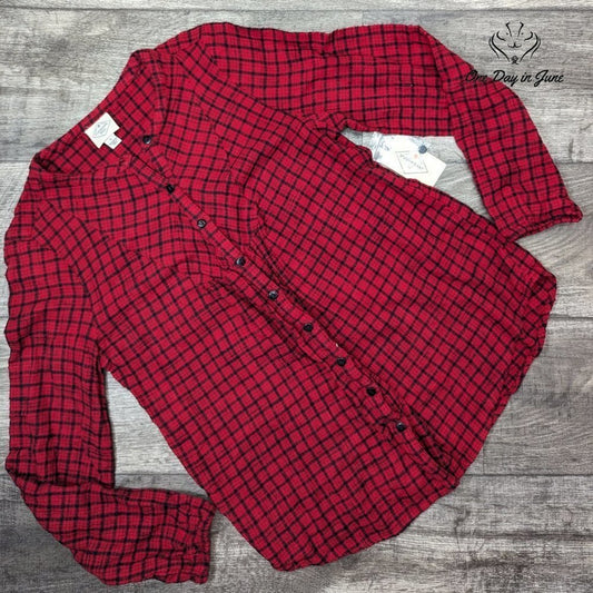 St. John's Bay Button Up Long Sleeve Flannel Shirt Size S
