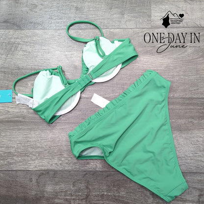 Cupshe High Waist Underwire Ruffle Bikini Swimsuit Size S