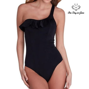 Freya Remix Frill One Shoulder Ruffle Underwire One Piece Swimsuit Size 36C