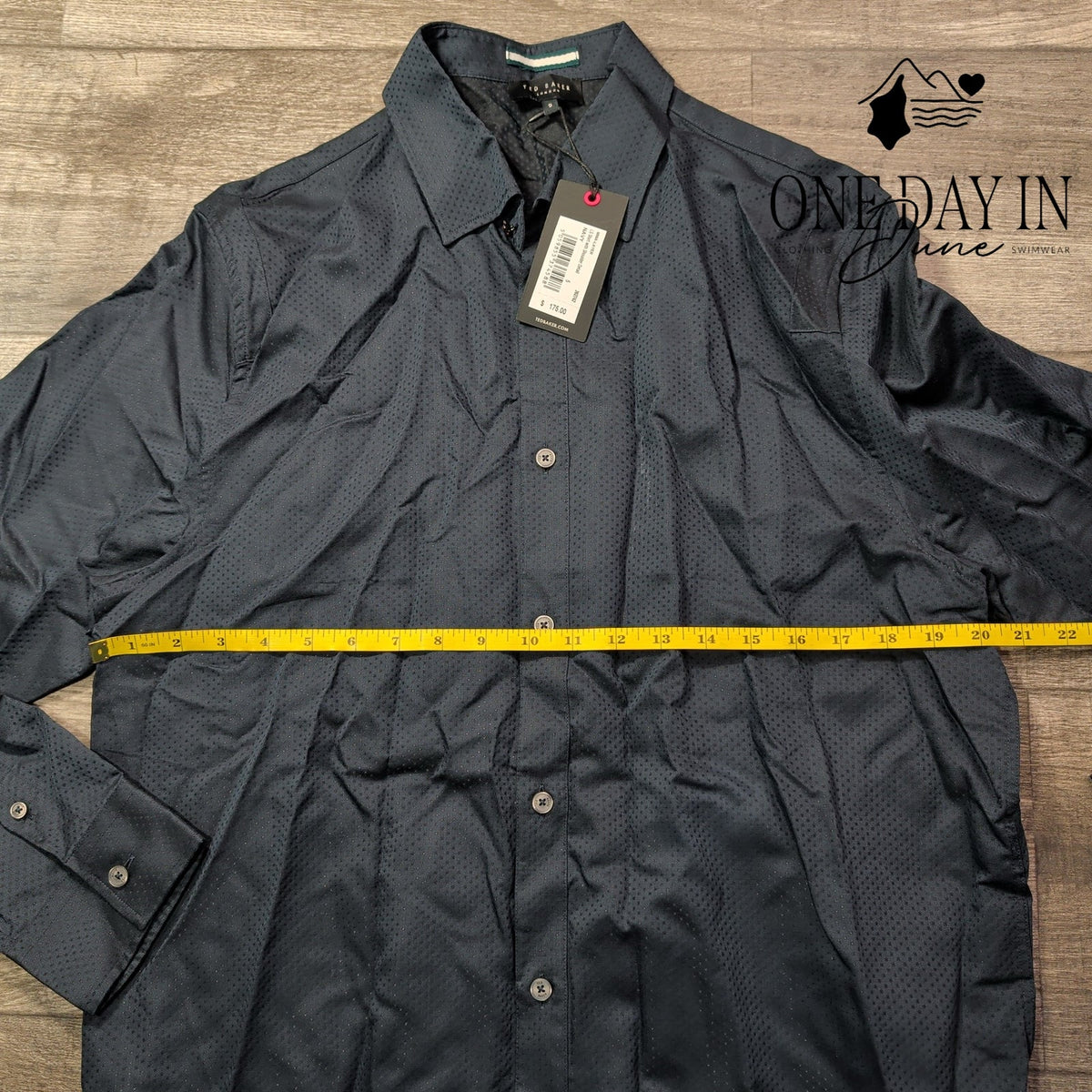 Ted Baker Mens Long Sleeve Button Down Shirt Navy Geometric NWT Size 5 (L)