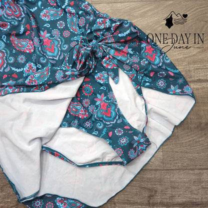 Eomenie Paisley Swimdress One Piece Swimsuit Size L