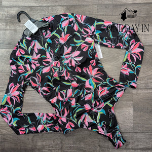 Volcom Long Sleeve Rash Guard Cheeky One Piece Swimsuit Size S