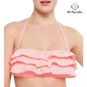 Arizona Jean Co. Seersucker Striped Bandeau Bikini Top Size M