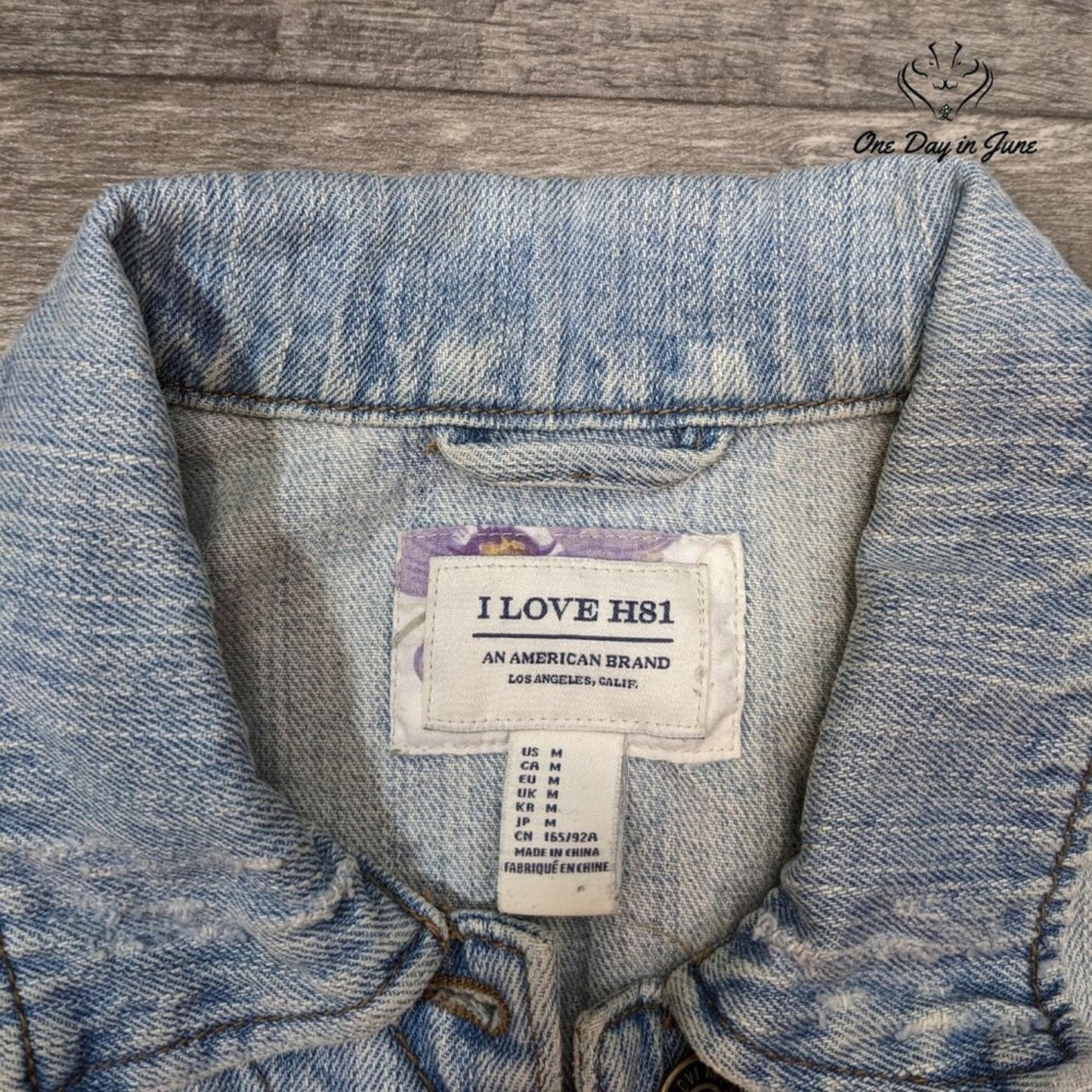 I Love H81 Vintage Denim Jacket Size M