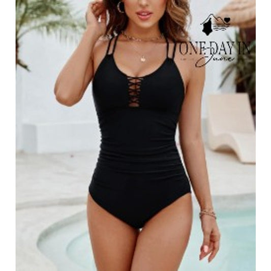 Blooming Jelly Tummy Control Strappy Back One Piece Swimsuit Size M