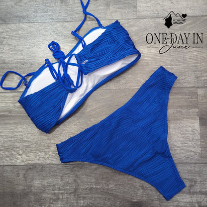 Zaful Textured Bandeau Bikini Swimsuit Size M