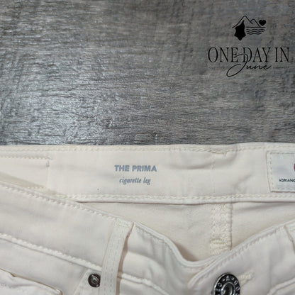 AG Adriano Goldschmied The Prima Cigarette Leg Jeans Cream Skinny NWT Size 4