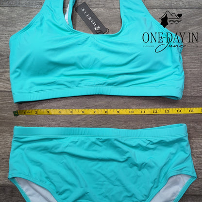 Tempt me High Waist Crop Bikini Swimsuit Size L