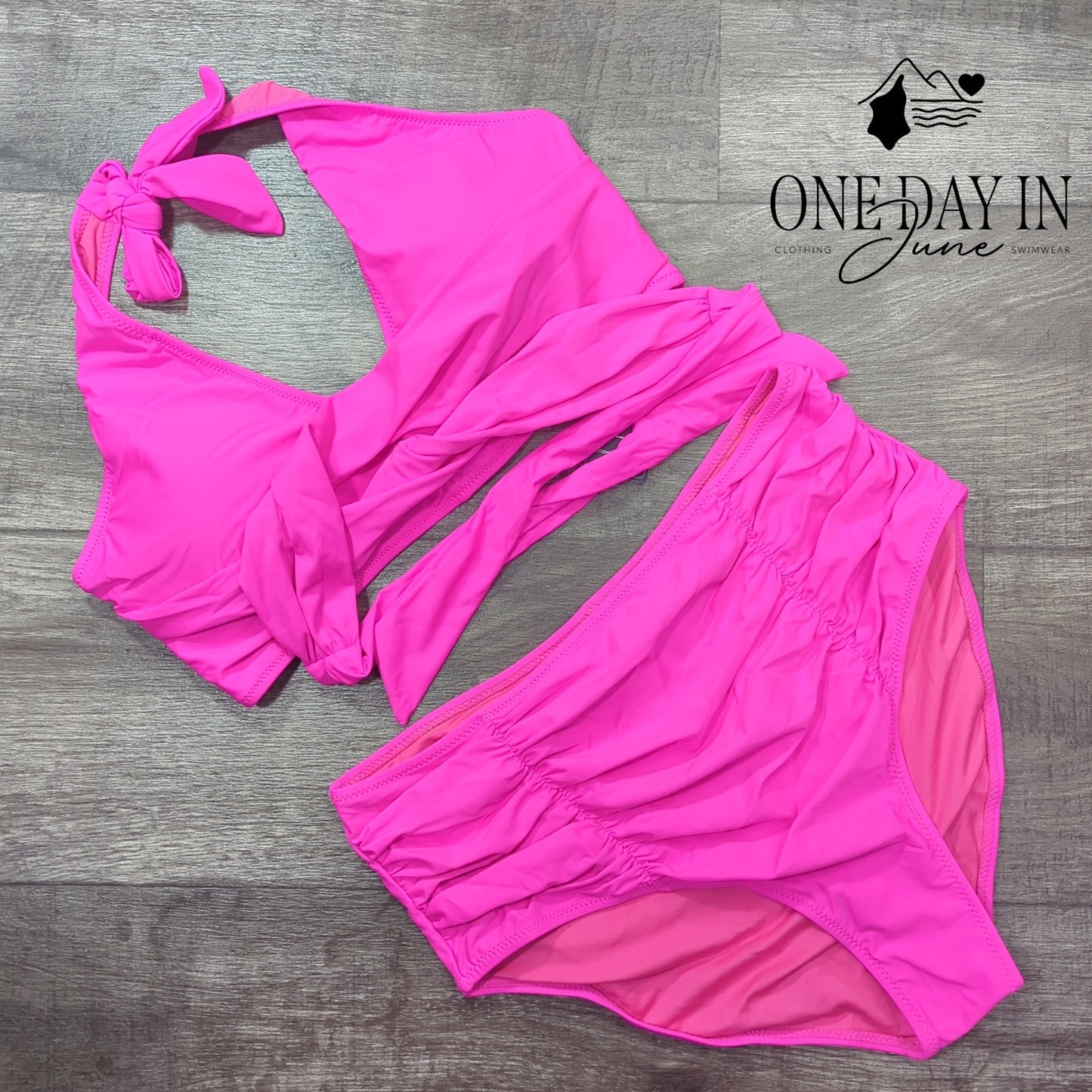 Blooming Jelly Halter Cross Front Tie High Waist Bikini Swimsuit Size XL