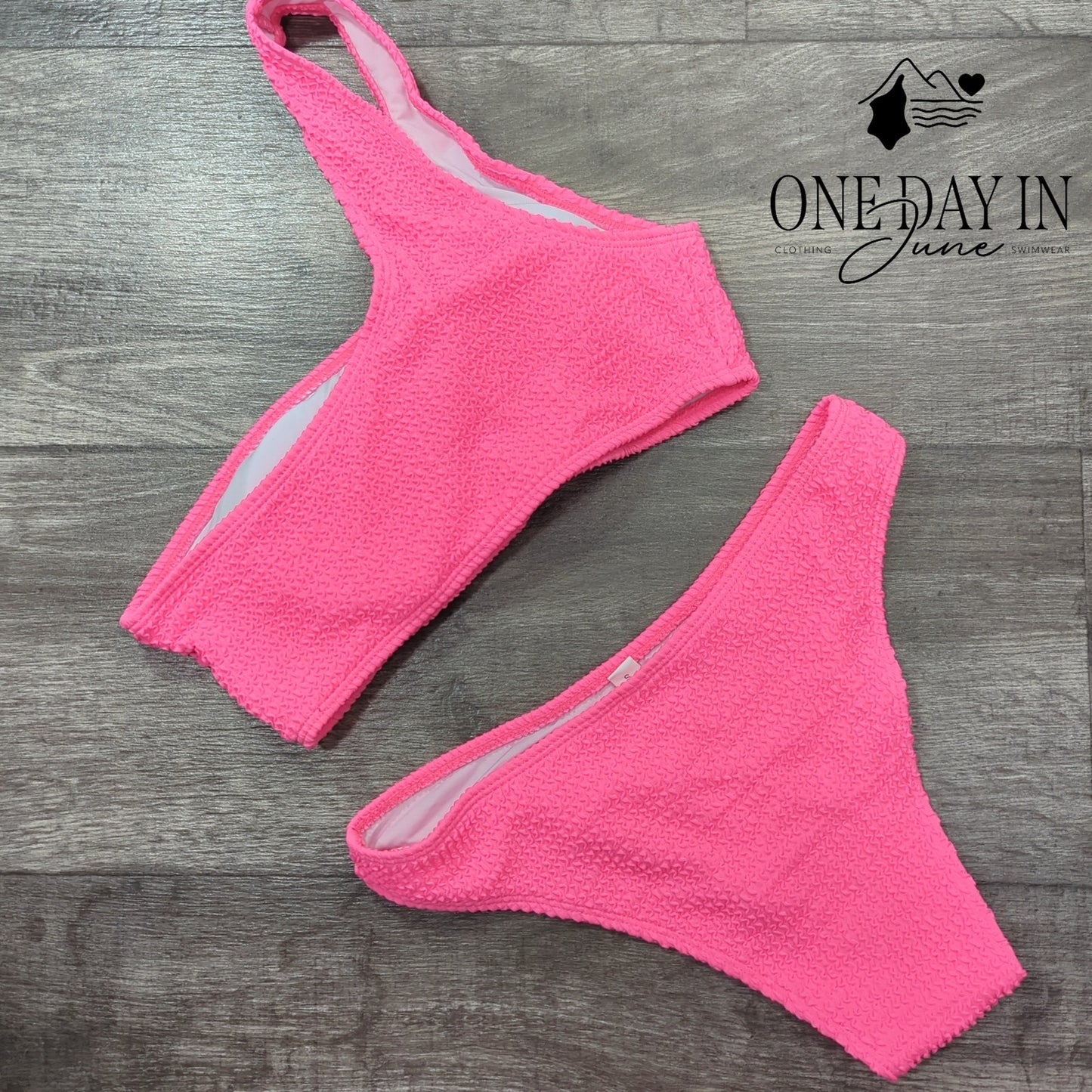 Charmo Smocked One Shoulder One Piece Swimsuit Size S