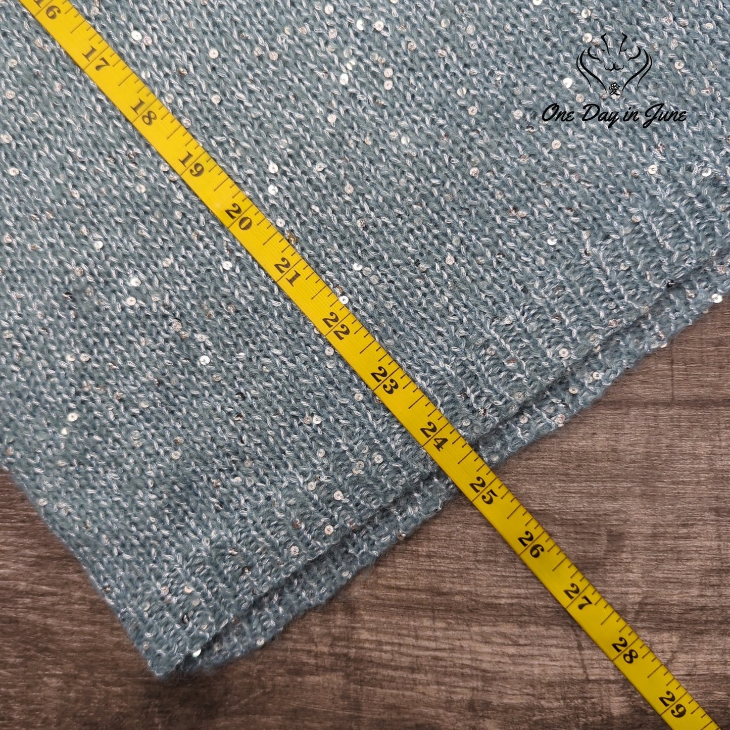 Joe Fresh Sequin V Neck Sweater Blue Silver Sparkle Long Sleeve NWT Size XS