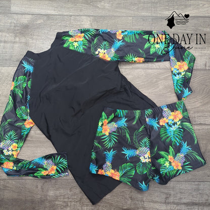 Daci Long Sleeve Rashguard Tankini Swimsuit Size S