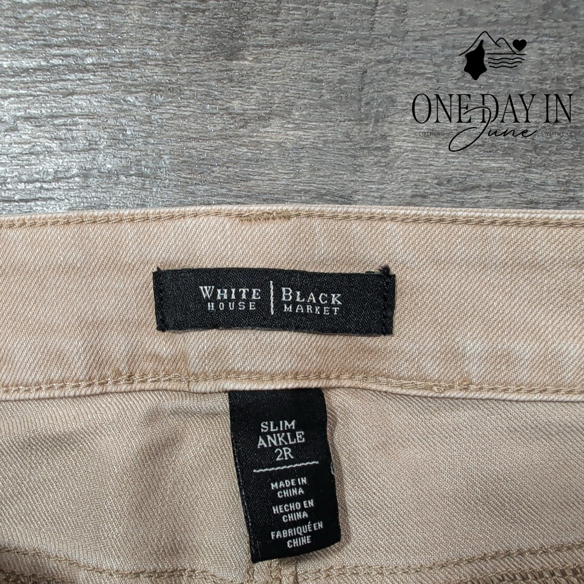 White House Black Market Slim Ankle Jeans Beige Tan Utility Cargo Skinny Size 2