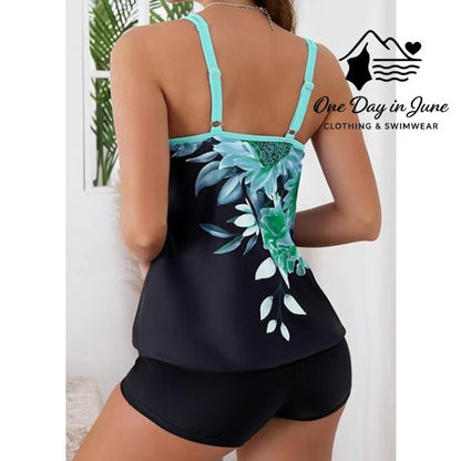 Hanna Nikole Floral Boyshort Tankini Swimsuit Size 14W