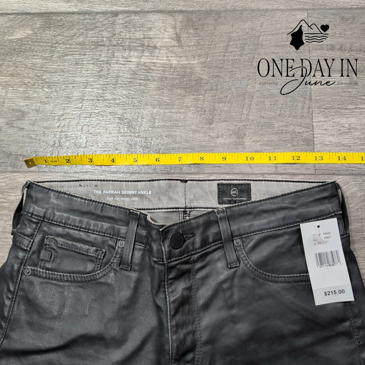 AG Adriano Goldschmied Farrah Skinny Ankle Coated Jeans Black NWT Size 4 (27)