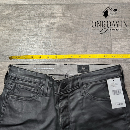 AG Adriano Goldschmied Farrah Skinny Ankle Coated Jeans Black NWT Size 4 (27)