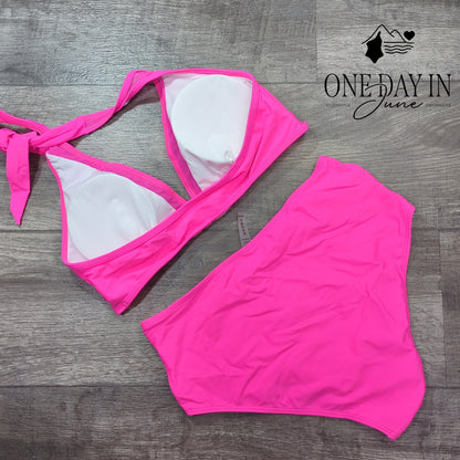 Aleumdr High Waist Halter Bikini Swimsuit Size L