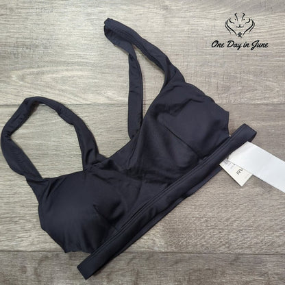 RVCA Solid Bralette Bikini Top Black Cutout Scoop Neck NWT $50 Size XS
