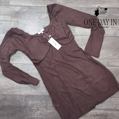 Edit by Nine Long Sleeve Bodycon Ribbed Mini Dress Size L