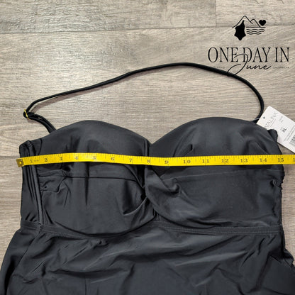Catalina Twist Front Bandeau Tankini Top Black NWT 19CT200 Size XL