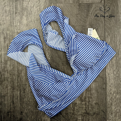 American Eagle Outfitters Triangle Bikini Top Striped Ruffle Swim NWT Size XL