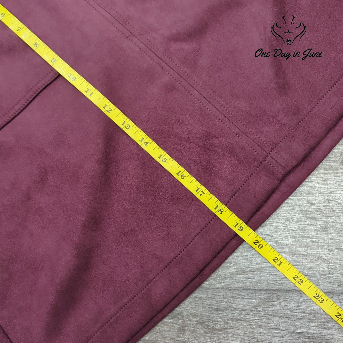 Loft Faux Suede Mini Skirt Burgundy Wine Patch Pockets Size 16