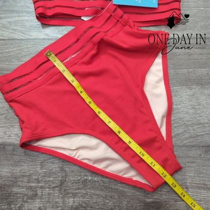 Cupshe Twist Front Ribbed High Waist Bikini Swimsuit Size S