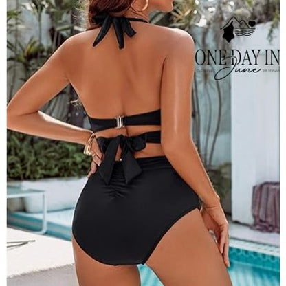 Blooming Jelly High Waist Cross Front Tie Bikini Swimsuit Size L