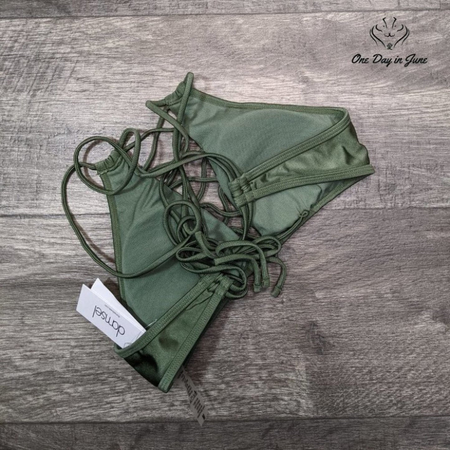 Damsel Shimmer Laceup High Neck Bikini Top Size M