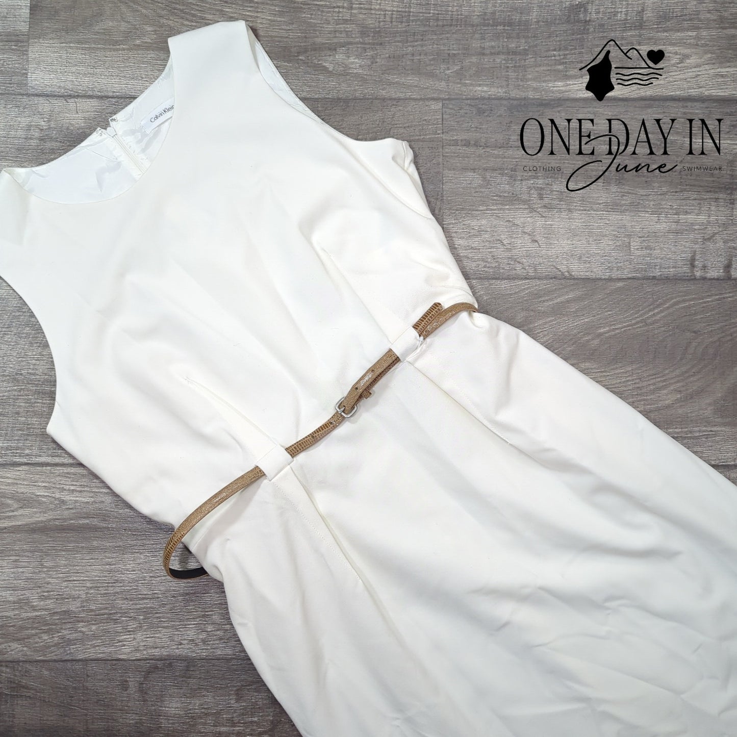 Calvin Klein Sleeveless Belted Midi Dress Size 16