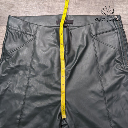 21 Saints Faux Leather Skinny Pants Dark Forest Green Side Zip Size L