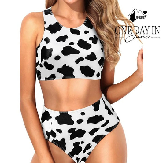 Tempt Me Cow Print Crop Bikini Swimsuit Size M