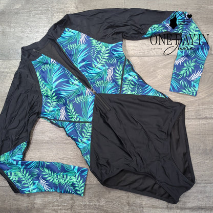 Adisputent Long Sleeve Rash Guard One Piece Swimsuit Size S