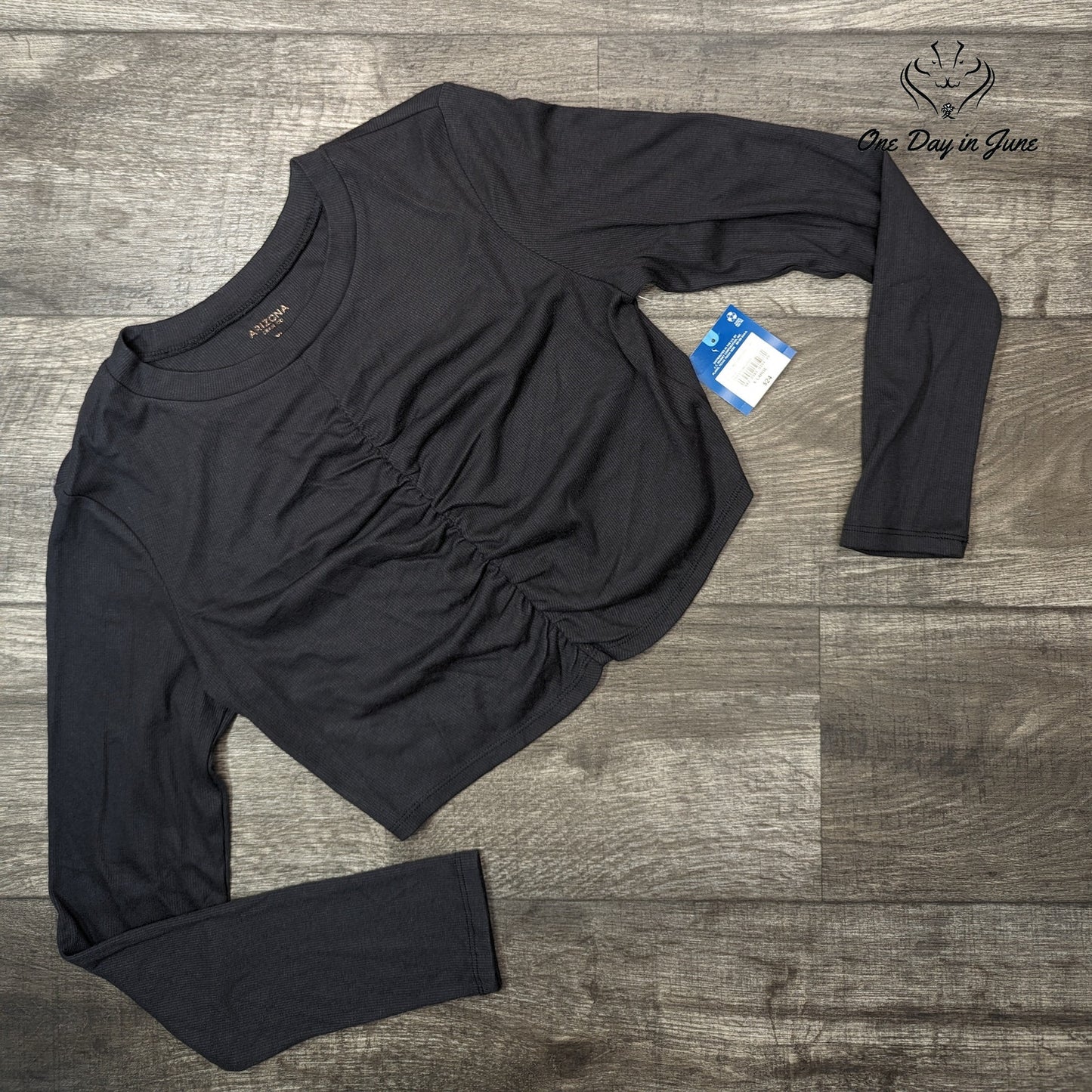 Arizona Jean Co. Ribbed Long Sleeve Ruched Top Size XL